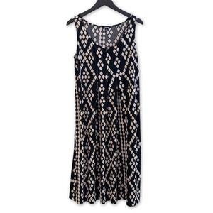 George Midi Dress Womens Medium Black Diamond Print Sleeveless Whimsygoth Goth